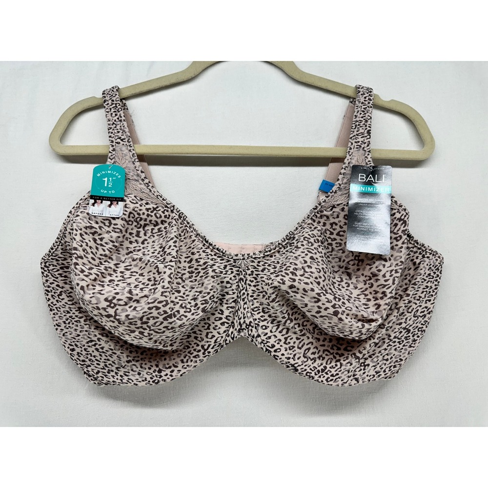 Bali Passion for Comfort Minimizer Bra 40DDD Rosewood Ani Leopard DF3385 NEW
